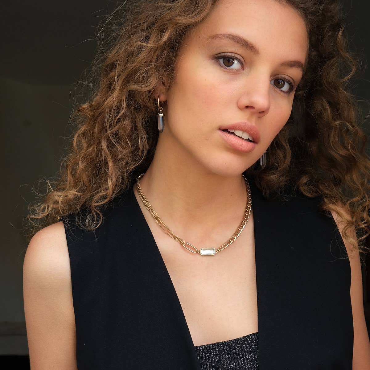 Glass Prism Earrings - Silver