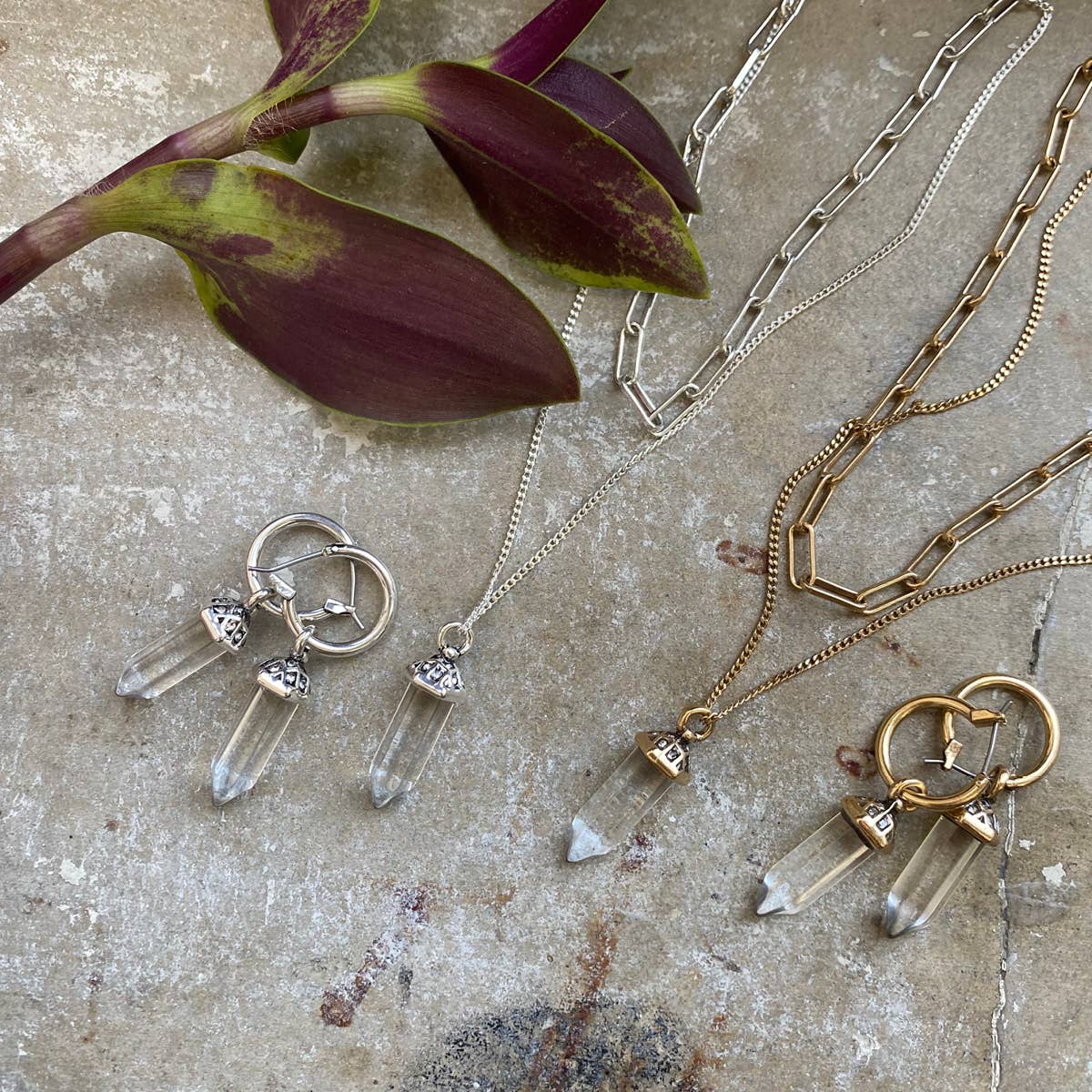 Glass Prism Earrings - Gold
