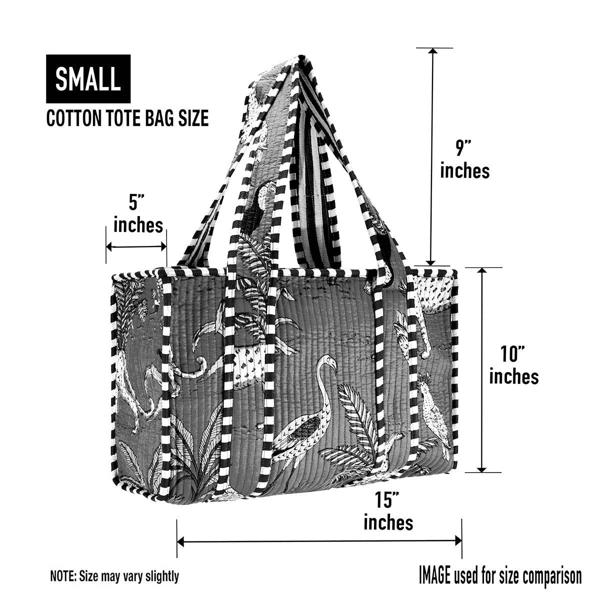 Cotton Block Print Tote Bag- Large