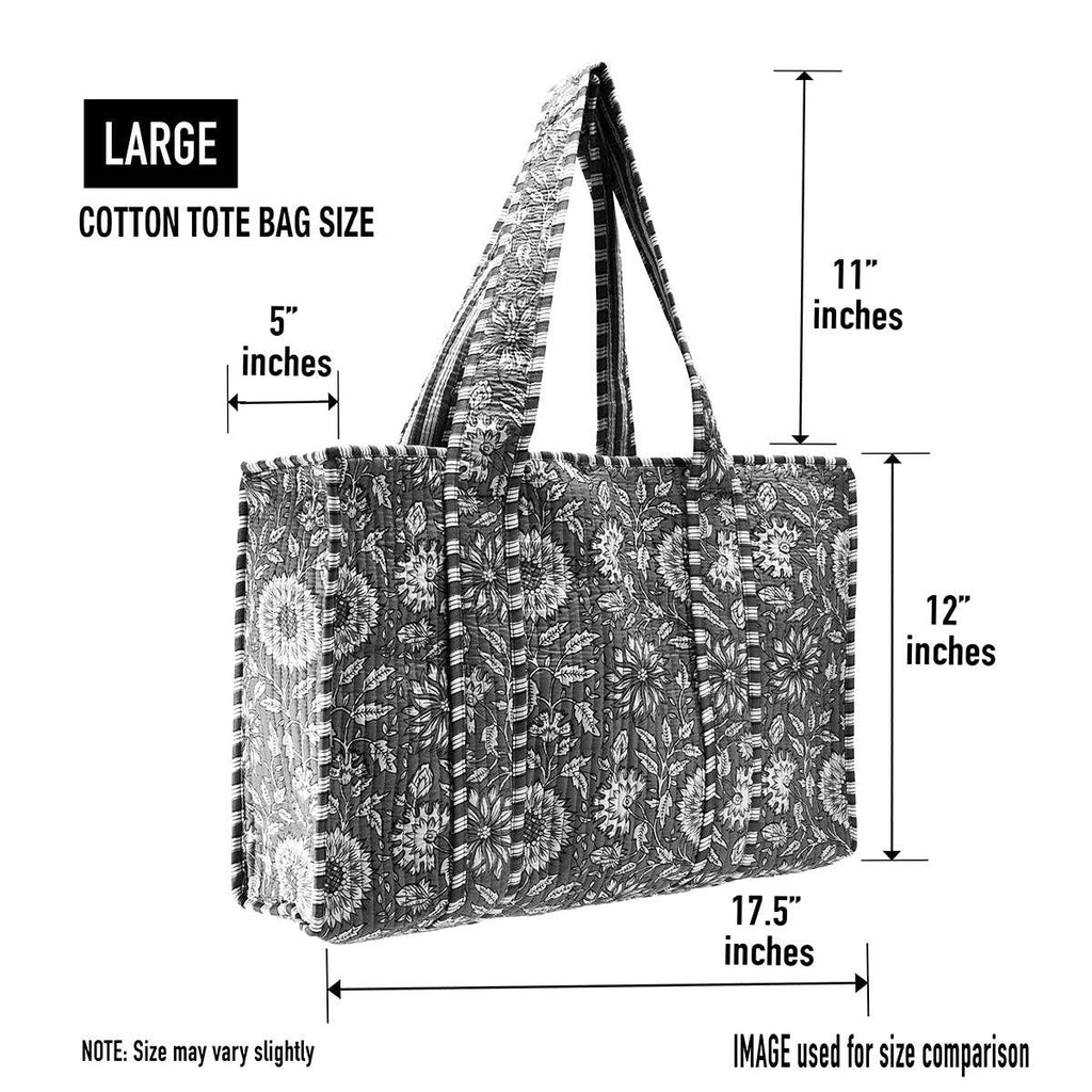 Cotton Block Print Tote Bag- Large