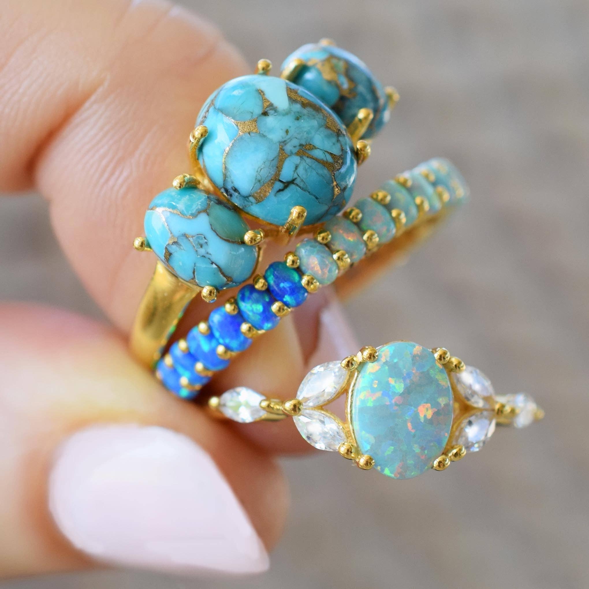 Copper Turquoise Gum Drop Ring