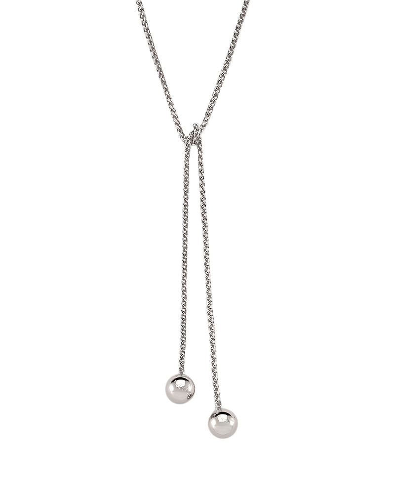 Audrey Lariat Rope Tassel Ball Chain Wrap Steel Necklace